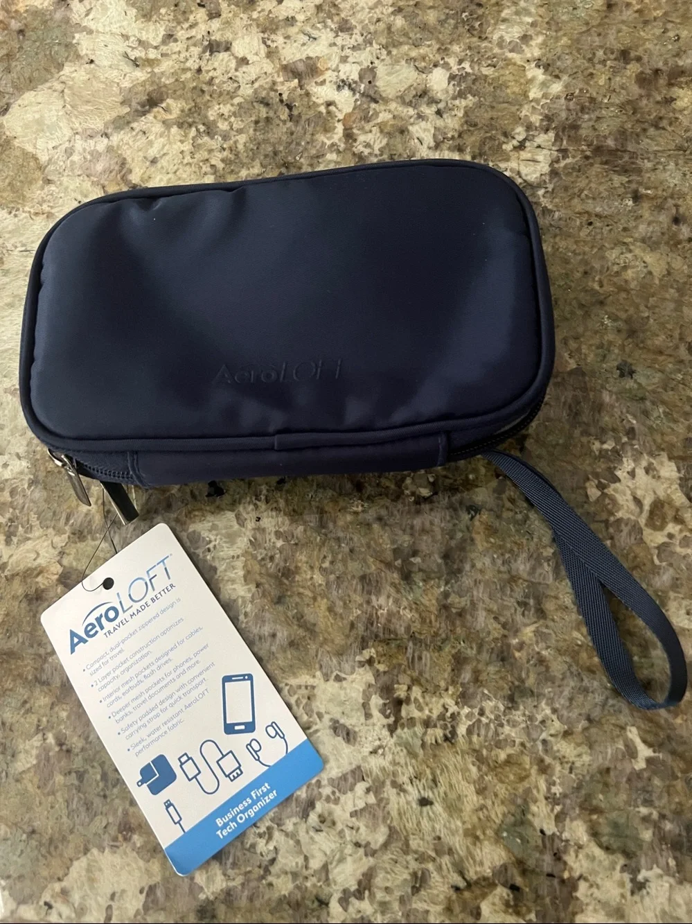 Aero Loft Navy Business Tech Organizer - Dual-Pocket Travel Pouch